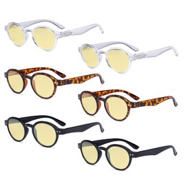 Eyekepper 6 Pairs Blue Light Blocking Readers Oval Computer Glasses Yellow Tinted