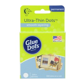 Glue Dots International Glue Double-Sided Permanent Ultra-Thin Dots.375'', Clear, Roll of 300