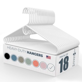 Neaties Heavy Duty Plastic Hangers Bulk Made in USA (6 to 108 Pack Available or Hangers 18 Pack) Strong Clothes Hangers Bulk | Coat Hangers Plastic, Hangers Heavy Duty, Plastic Hanger (White 18 Pack)