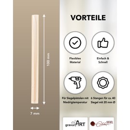 gravurART Flexible Sealing Wax for Wax Guns, 6 sticks