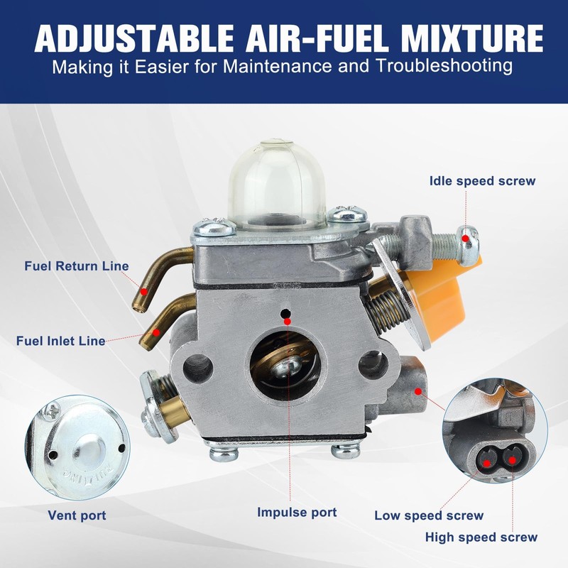 Powtol SS30 CS30 Carburetor fits Homelite Ryobi BC30 CS26 SS26
