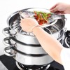 12.8in-3 Tier Stainless Steel Steamer Pot Steaming Cookware with Glass