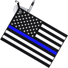 Flag Magnetic Golf Towel – Premium Waffle Microfiber Magnet Golf Towel with Clip for Cart, Club or Bag – 24"x16" Golf Rag, Accessories & Golf Gifts for Men, Dad & Golfers (Thin Blue Line)