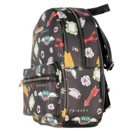 Bioworld Friends TV Show Allover Toss Print Faux Saffiano Leather Mini Backpack Bag