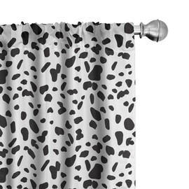 Lunarable Abstract Curtains, Dalmatian Spots Shapeless Geometric in Minimalist Tones Image, Window Treatments 2 Panel Set for Living Room Bedroom, Pair of - 28" x 84", Charcoal White