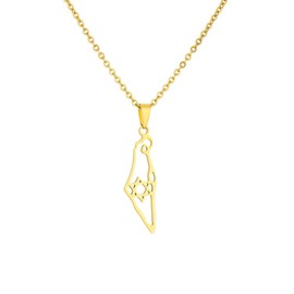 ZCloud Goods Gold-Plated 'Bring Them Home Now' Necklace: Israel Map Flag Jewelry for Women, Men, and Unisex Chain Necklace - Show Your Support for Israel, Stand with Israel, Zinc, No Gemstone