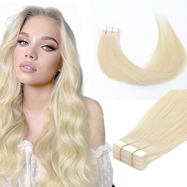 22 Inch 60# Blonde Tape in Hair Extensions Human Hair Seamless Skin Weft Remy Hair Extensions Invisible Straight Tape in Human Hair 20pcs