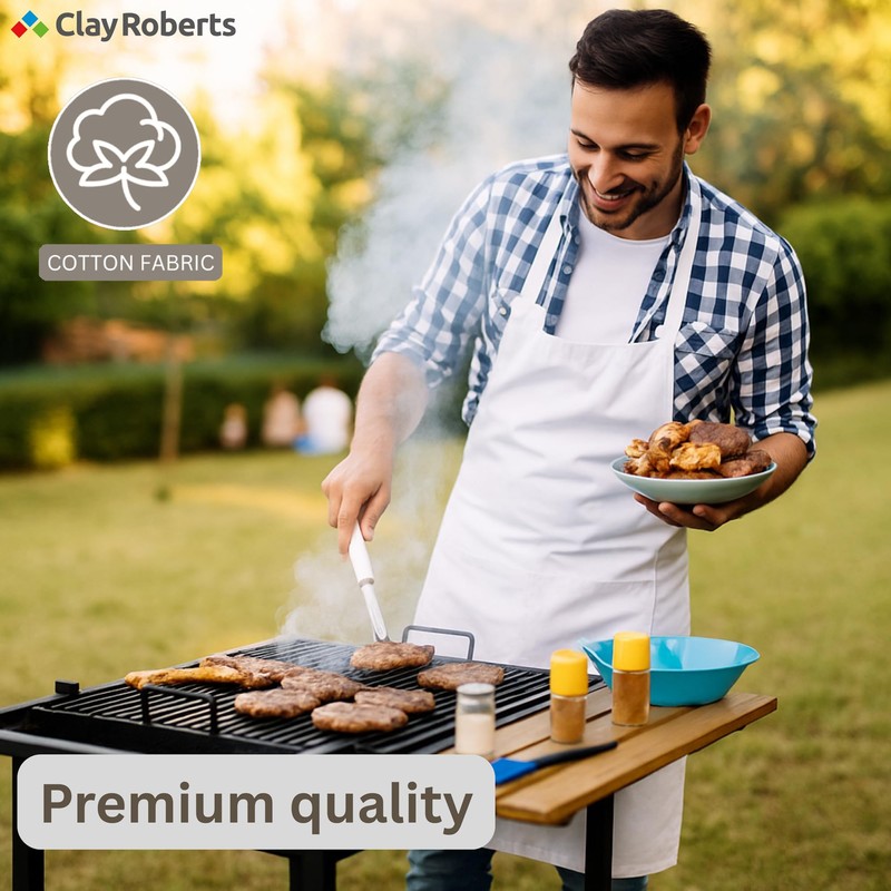 Clay Roberts Chefs Apron, Black, Cooking and Baking Apron for