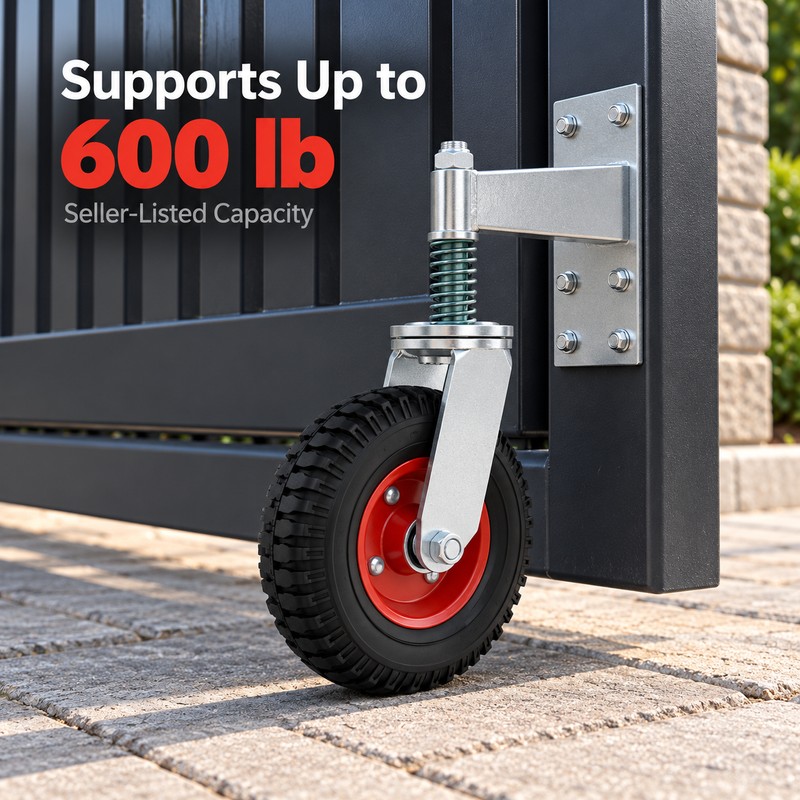 6 Inch Heavy Duty Spring Gate Wheel, 600 lb Capacity