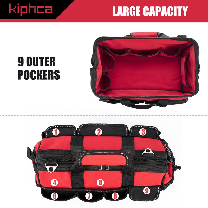 Tool Bag, 16 Inch Foldable Open Top Tool Bag Organizer