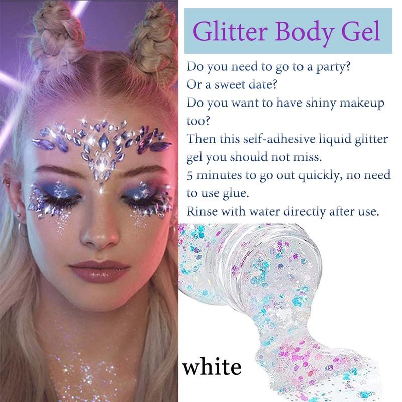 Body Glitter Gel Liquid Glitter Festival Glitter Chunky Glitter Long