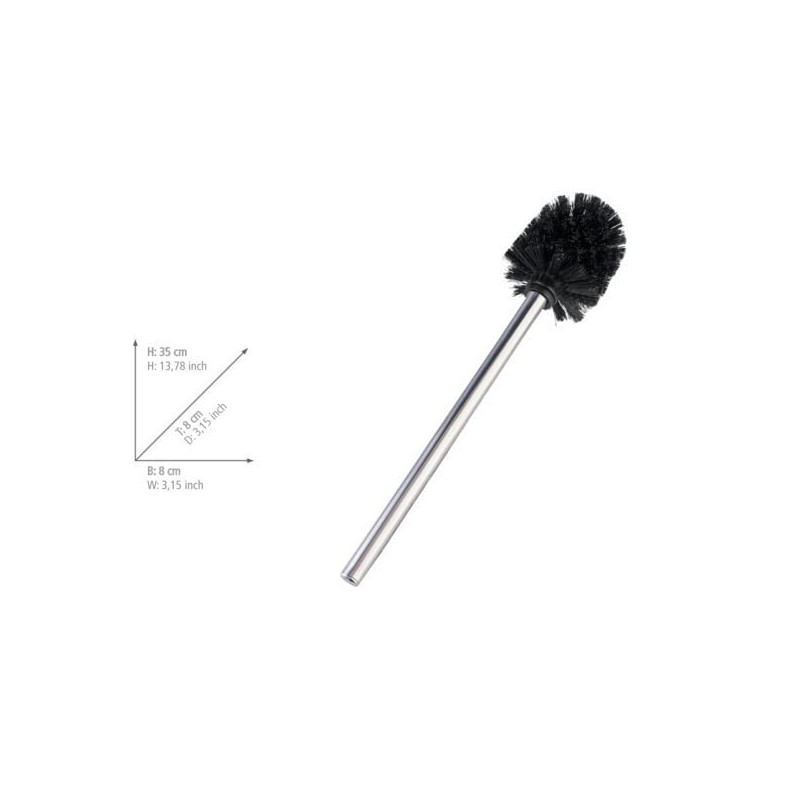 WENKO Shiny Toilet Brush with Handle, Silver, 8 cm