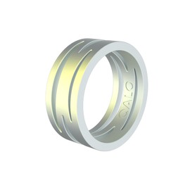 QALO Women's Rubber Silicone Ring, Holographics Zaha Silicone Rubber Wedding Band, Breathable, Durable Engagement Silicone Ring, 9mm wide, 2mm thick, White, Size 6