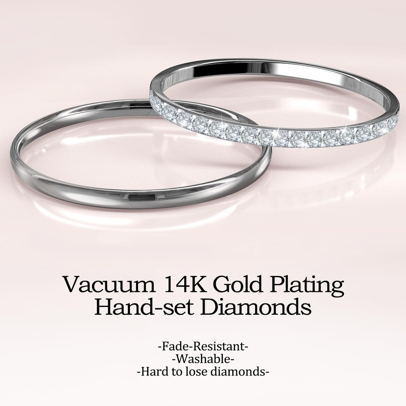 SZJCLTD 2 Pack 14K Gold Plated Stackable Rings Compatible with