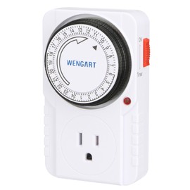 Wengart Plug-in Mechanical Timer,AC125V 15Amp,1HP,24 Hours,48 Sets of Switches to Help You Control Your Appliances on a Regular Basis,ETL Listed,White