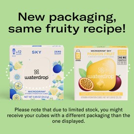 Waterdrop Hydration Cubes, Pineberry, Passion Fruit & Pear, Vitamin C, B1 & B3, On The Go Water Enhancer Drops for Still & Sparkling Water, Low Calorie, Zero Sugar, Gluten Free, Non GMO, Vegan, 24 CT