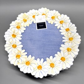 Rachel Ashwell 4 Farmhouse Rachel Ashwell Embossed White Yellow Daisy Melamine Dinner Plate Set