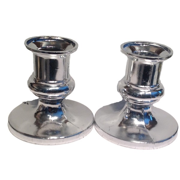 NST 12 Silver Plastic Acrylic Candle Holders for Taper Candles