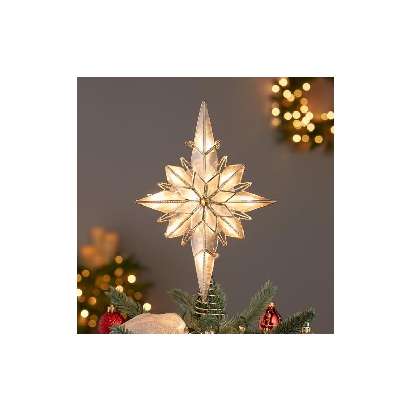 Kurt Adler UL3016 10-Light 10-Inch Capiz Classical Multi-Pointed Bethlehem Star