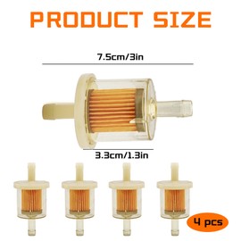 Pack of 4 Fuel Filter, Universal Petrol Filter 8 mm, Petrol Filter Lawn Tractor, Fuel Filter with Transparent Design for Petrol and Diesel, Petrol Filter for Motorcycle, Lawn Mower, Scooter, Moped