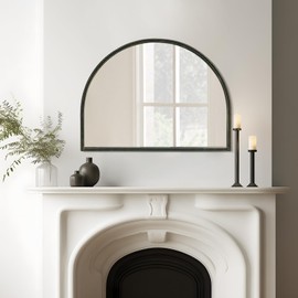 WallBeyond Black Vintage Mirror for Vanity 32x24 Inch, Gold Antique Mirror with Ornate Beaded Frame for Bathroom, Living Room, Fireplace, Entryway