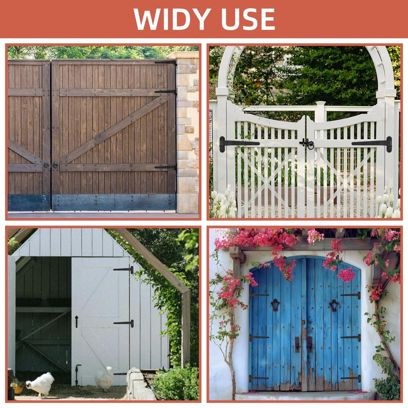 4 Pack Heavy Duty T Gate Hinges, 12inch Strap Gate