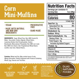 DIJAS Natural Foods Plant-Based 36-Vegan Mini Muffins ONLY $0.97-oz! Natural and Preservative Free Ingredients, Delicious Snack and Breakfast (36 Muffins) (Corn)