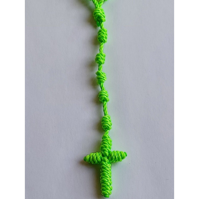Nylon Rosary Knotted cord sour Apple