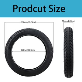 14 x 2.125 Tubeless Tire with Angled Valve，14 inch Thickened Tubeless Tires Compatible with Electric Scooters, E-Bike 14x2.125/57-254 Folding Electric and more