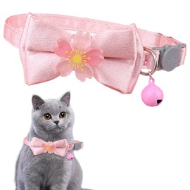 Breakaway Cat Collar with Bowtie, HANSHILAI Kitten Necklace for Kitty with Bell Safety Pet Collar for Boy Girl Adjustable Length (Color3)