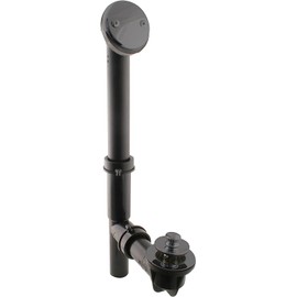 Westbrass A594144-62 14" Tubular Bath Waste & Overflow Assembly with Twist & Close Drain Plug and Two-Hole Faceplate, Matte Black