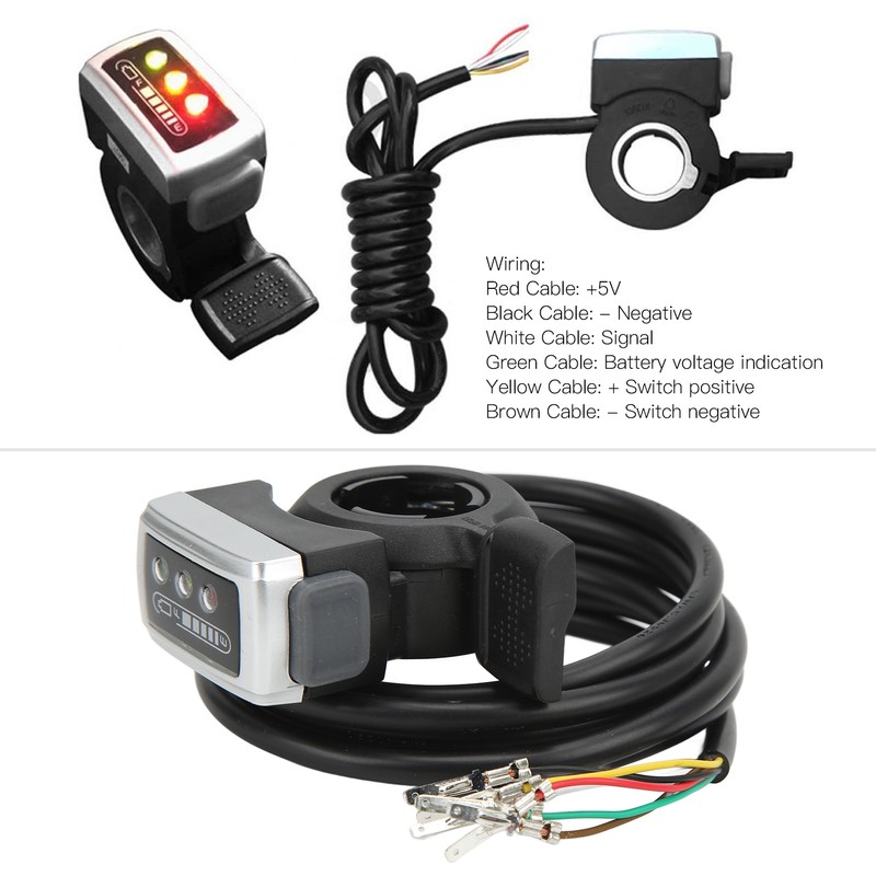 6 Wire Thumb Throttle with ON/OFF Switch Battery Indicator 22mm