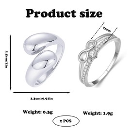DtgEcd 2 pcs Thumb Rings for Women, Adjustable Rings for Women, Symbolic Eternal Love, Copper Alloy for Sensitive Skin, Wedding Anniversary Promise