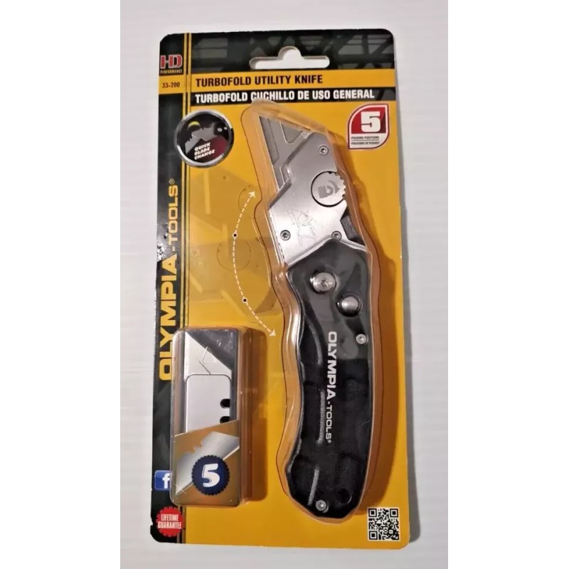 Olympia Tools Turbofold Utility, Work, Razor Knife, 33-200 With 5
