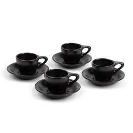 ANGELENO Coffee Espresso Cups Set of 4, 2.7oz Porcelain Ceramic Demitasse Cups, Black (4-Pack)