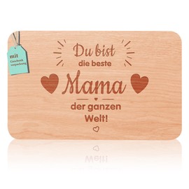 Breakfast Board Mum Gifts | Bread Board with Engraving "Du bist die beste Mama der ganzen Welt" | Mother Gifts Beech Wood | Gift Idea Ideal for Mother's Day Birthday Christmas