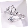 BESPORTBLE Adjustable Copper Crown Ring with Rhinestones Elegant Open Ring