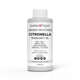 Aroma Depot Citronella 1oz. Fragrance Oil I Perfume I Skin Oil I Scented. DIY Projects Such as Candles, Bath Bombs, Body Butters, Creams & Lotions. Few Drops in The Diffuser, Burners, or Warmers.