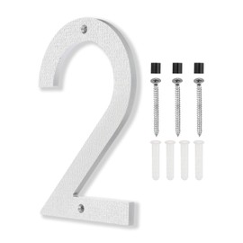 PATIKIL 8 Inch House Numbers, House Address Number Plate, Large Floating Modern House Number with Screws for Exterior Door, Wall Street, Silver, 2