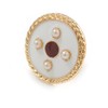 17mm Gold Tone White/Red Enamel Faux Pearl Button Clip On