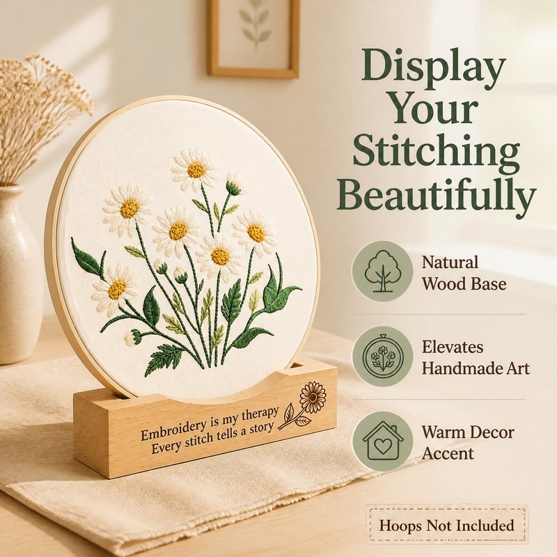 PXIRQ 2-Pack Embroidery Hoop Display Stand – 2‑Tier Grooved Frame