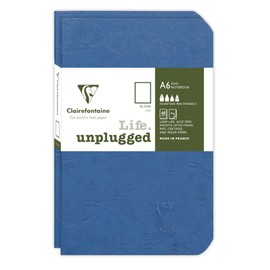 Clairefontaine 734184C - Age Bag DUO set of 2 stitched notebooks 9x14cm 96p plain blue
