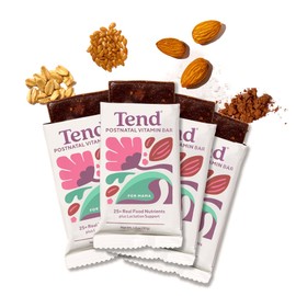 Tend Daily Postnatal Vitamin Bar - Lactation & Recovery. Real Food Postnatal Vitamins for Women. Made Only From Whole Foods. Supports Postpartum, Milk Supply & Breastfeeding - Chocolate Sea Salt (4ct)