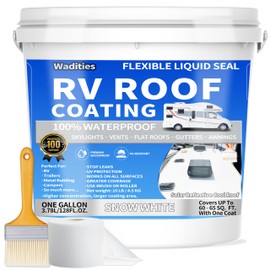 RV Roof Coating White, Wadities Waterproof Solar Reflective Sealant, Flexible RV Roof Sealant for Campers, Trailers, Motorhomes, Metal Buildings and Leak Repairs - 1 Gallon
