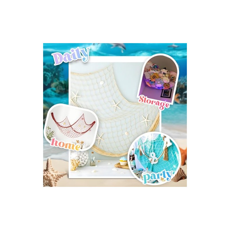 Natural Cotton Fish Net Decorations for Nautical Parties