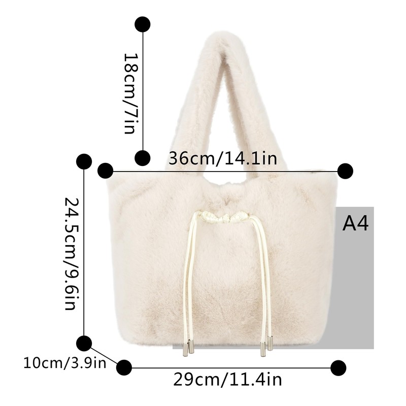 Meliyya Women's Cuddly Handbag Winter Tote Bag Warm Fluffy Shoulder