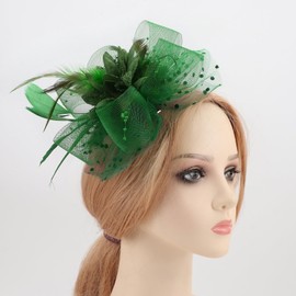 AQOKKA Women Fascinators Hats Kentucky Derby Flower Mesh Feather Fascinators with Headband and Clip Tea Party Headwear for Women and Girls