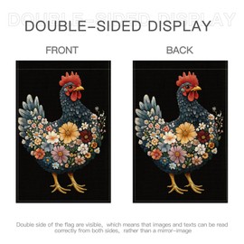 Floral Chicken Garden Flag 12x18 Inch For Outdoor Decor