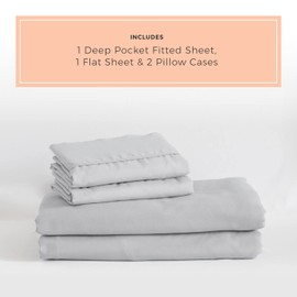 PeachSkinSheets Brushed Silver Sheet Set - 1500tc Level of Softness - Extra Soft Cooling Sheets for Hot Sleepers and Night Sweats - Queen Size