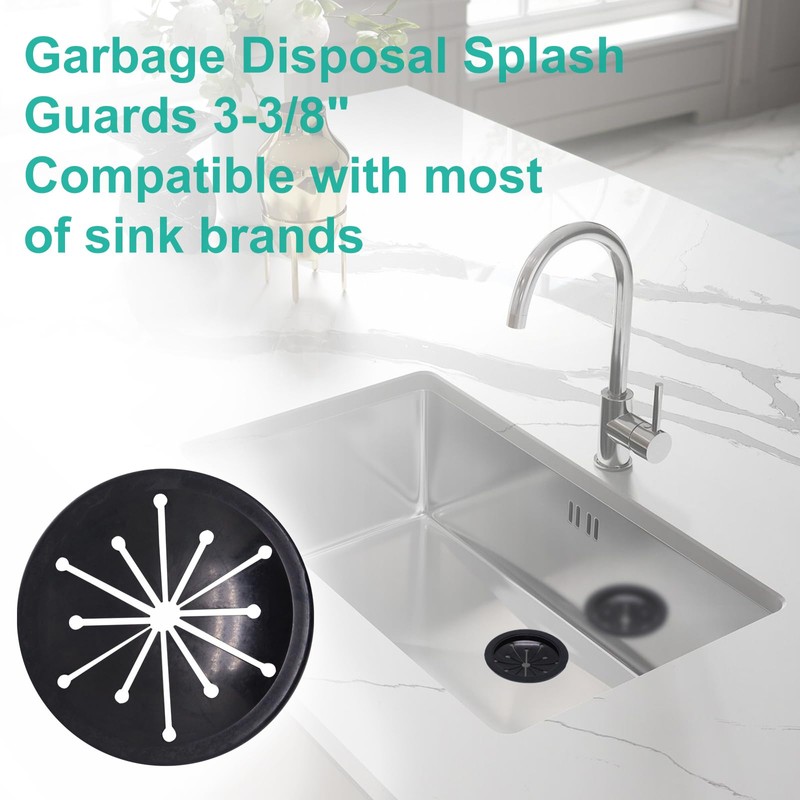 BUXIMN 2pcs 3-3/8" Garbage Disposal Splash Guard, Quiet Garbage Guard